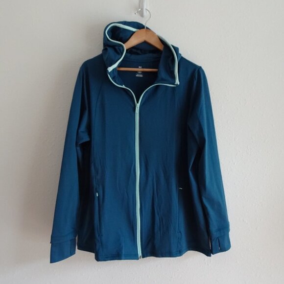 Under Armour Fitted Jacket Women's Size 1X Teal Blue Meridian Activewear - Picture 1 of 11